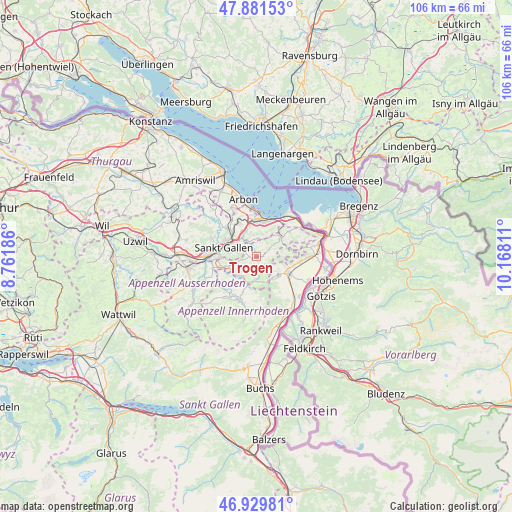 Trogen on map