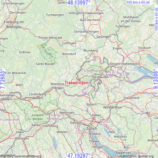 Trasadingen on map