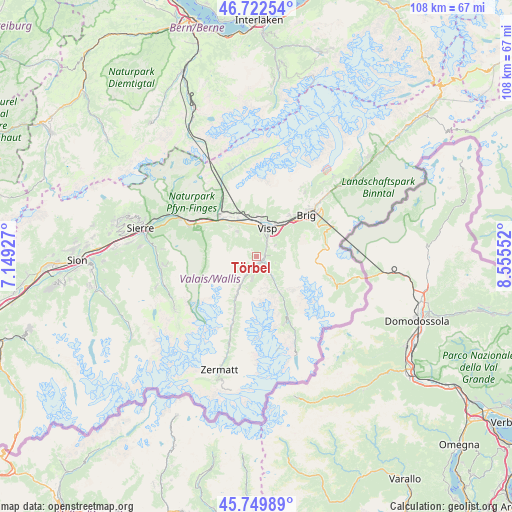 Törbel on map