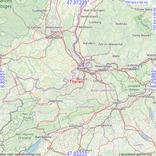 Therwil on map