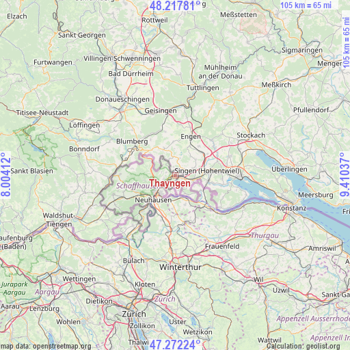 Thayngen on map