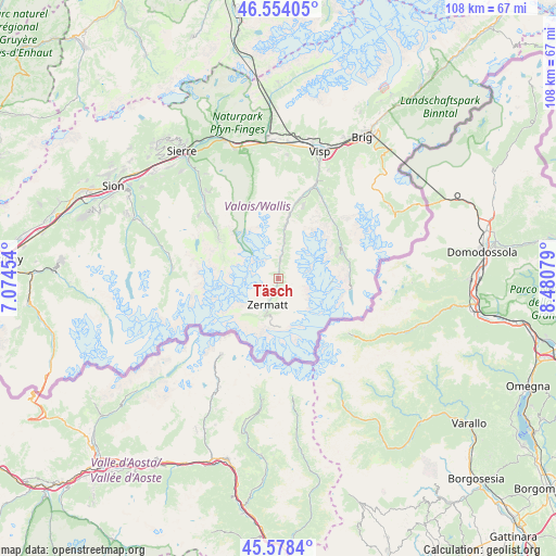 Täsch on map