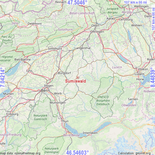 Sumiswald on map