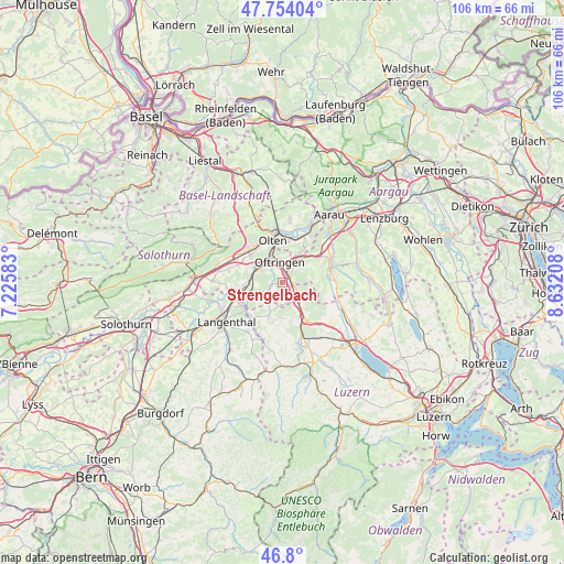 Strengelbach on map
