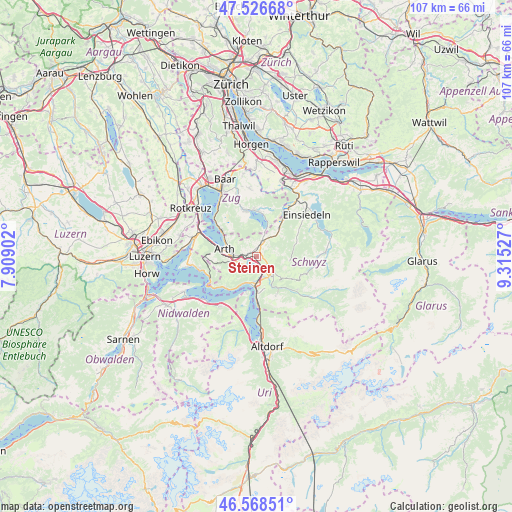 Steinen on map