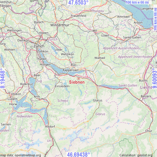 Siebnen on map
