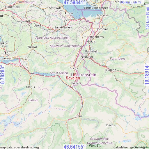 Sevelen on map