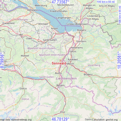 Sennwald on map