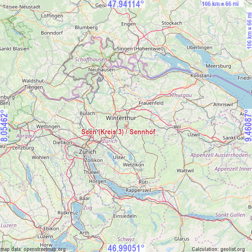 Seen (Kreis 3) / Sennhof on map