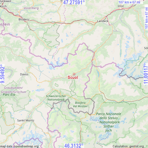 Scuol on map