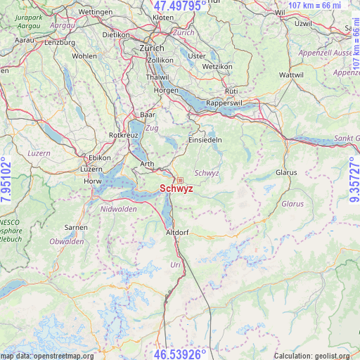 Schwyz on map