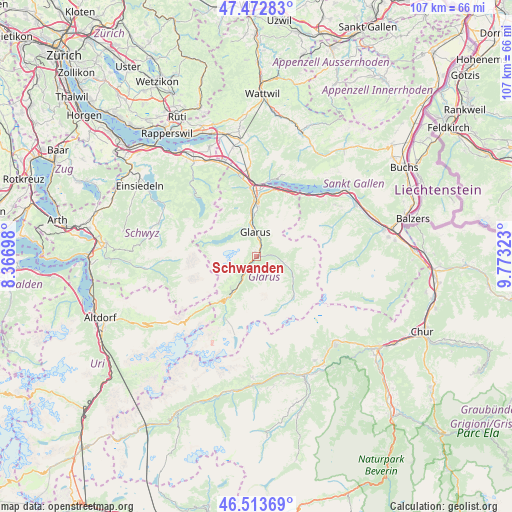 Schwanden on map