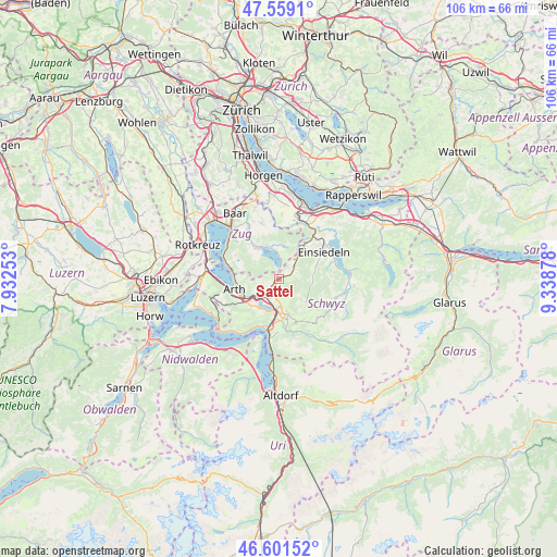 Sattel on map