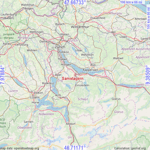 Samstagern on map