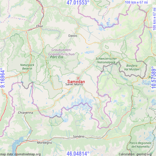 Samedan on map