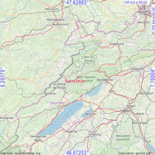 Saint-Imier on map