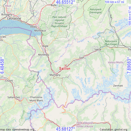 Saillon on map