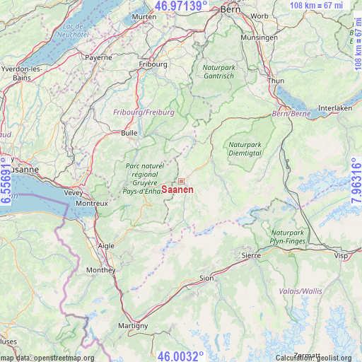 Saanen on map