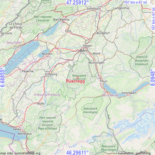 Rüschegg on map