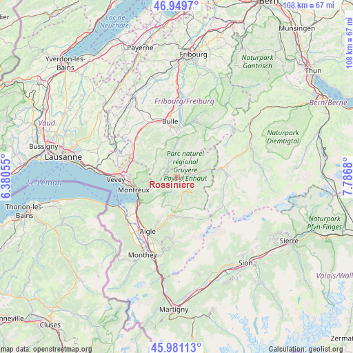 Rossinière on map