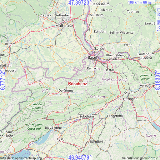 Röschenz on map