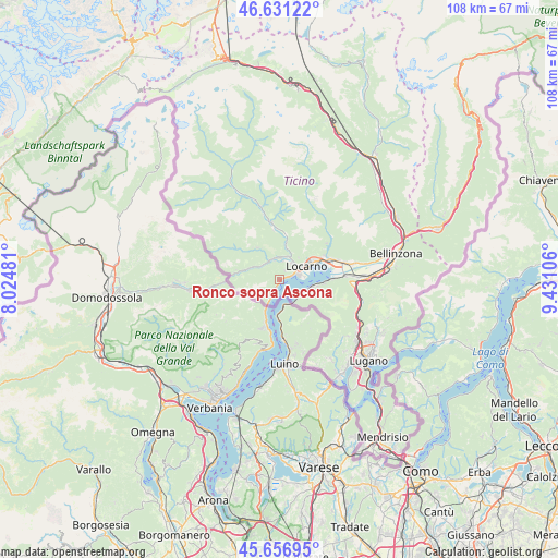Ronco sopra Ascona on map