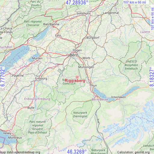Riggisberg on map