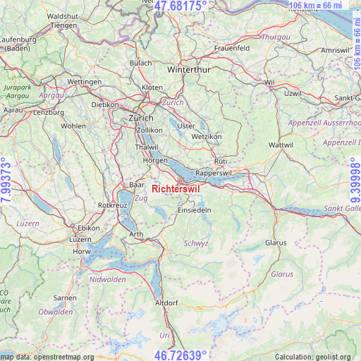 Richterswil on map
