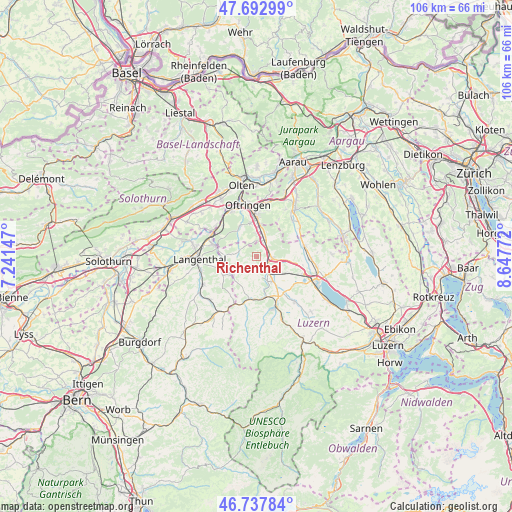 Richenthal on map
