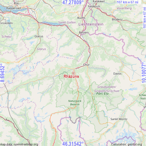 Rhäzüns on map