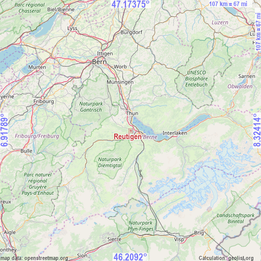 Reutigen on map