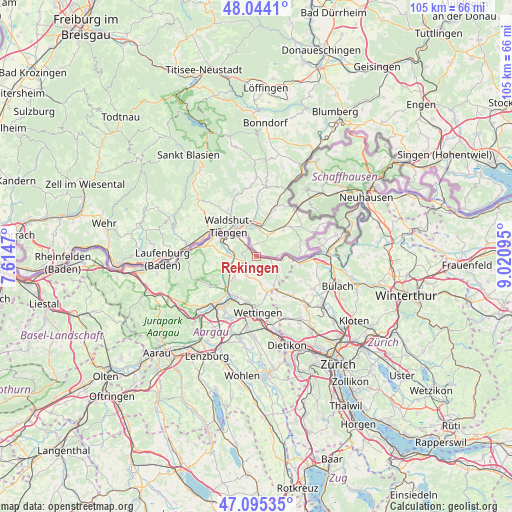 Rekingen on map