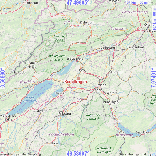 Radelfingen on map