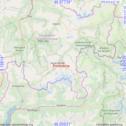 Pontresina on map