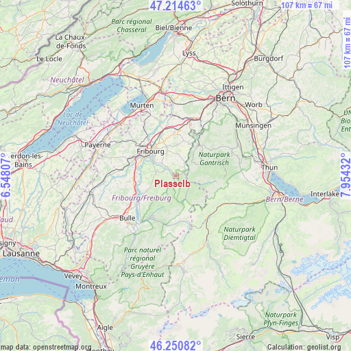 Plasselb on map