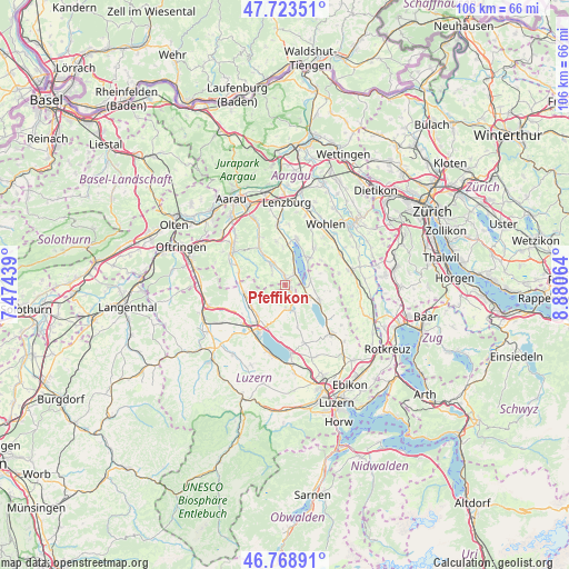 Pfeffikon on map