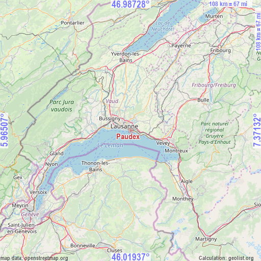 Paudex on map