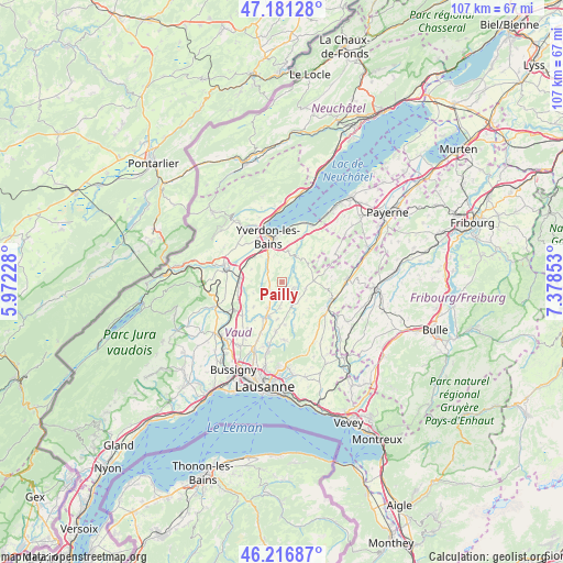 Pailly on map