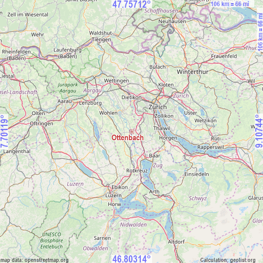 Ottenbach on map