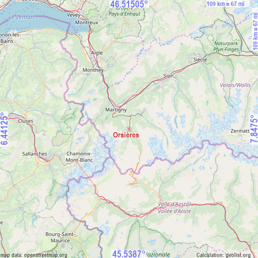 Orsières on map
