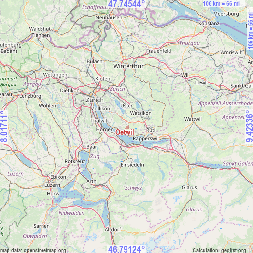 Oetwil on map