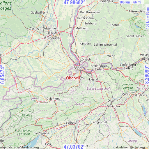 Oberwil on map