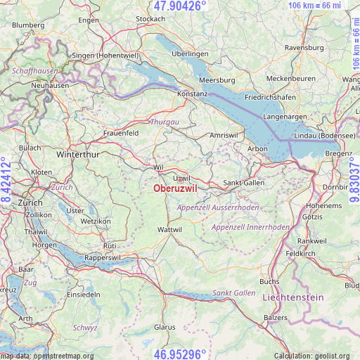 Oberuzwil on map