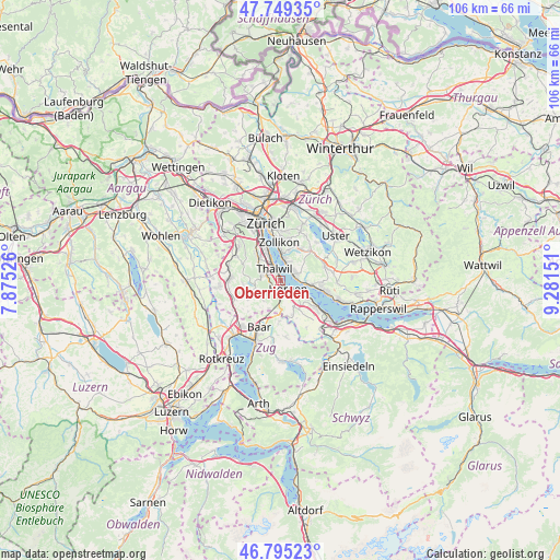 Oberrieden on map