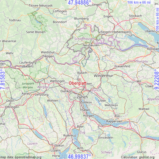 Oberglatt on map