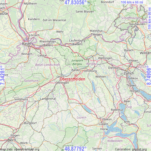 Oberentfelden on map