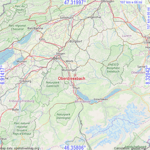Oberdiessbach on map