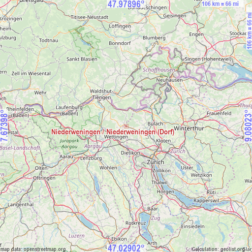 Niederweningen / Niederweningen (Dorf) on map