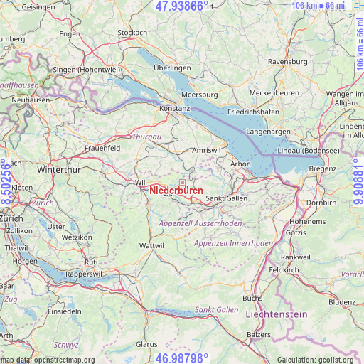 Niederbüren on map