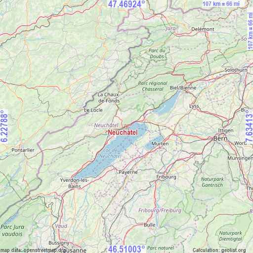 Neuchâtel on map